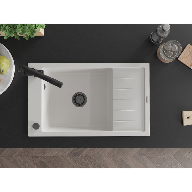 Mexen Elias 1-altainen graniittiallas valutustasolla ja keittiöhanalla Duero, valkoinen - 6511-20-671600-70