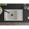 Mexen Elias fregadero de granito de 1 seno con escurridor y grifo de cocina Duero, blanco - 6511-20-671600-70