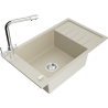 Mexen Elias enkelvoudige granieten gootsteen met afdruipplaat en Duero keukenkraan, beige - 6511-69-671600-00