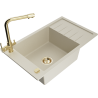 Mexen Elias granitische 1-kom inbouwspoelbak met afdruiprek en keukenmengkraan Duero, beige - 6511-69-671600-50