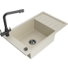 Mexen Elias Granitspüle 1-beckig mit Abtropffläche und Küchenarmatur Duero, beige - 6511-69-671600-70