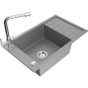 Mexen Elias granite kitchen sink 1-bowl with drainer and Duero kitchen tap, grey - 6511-71-671600-00