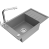 Mexen Elias lavabo in granito a 1 vasca con sgocciolatoio e rubinetto da cucina Duero, grigio - 6511-71-671600-00