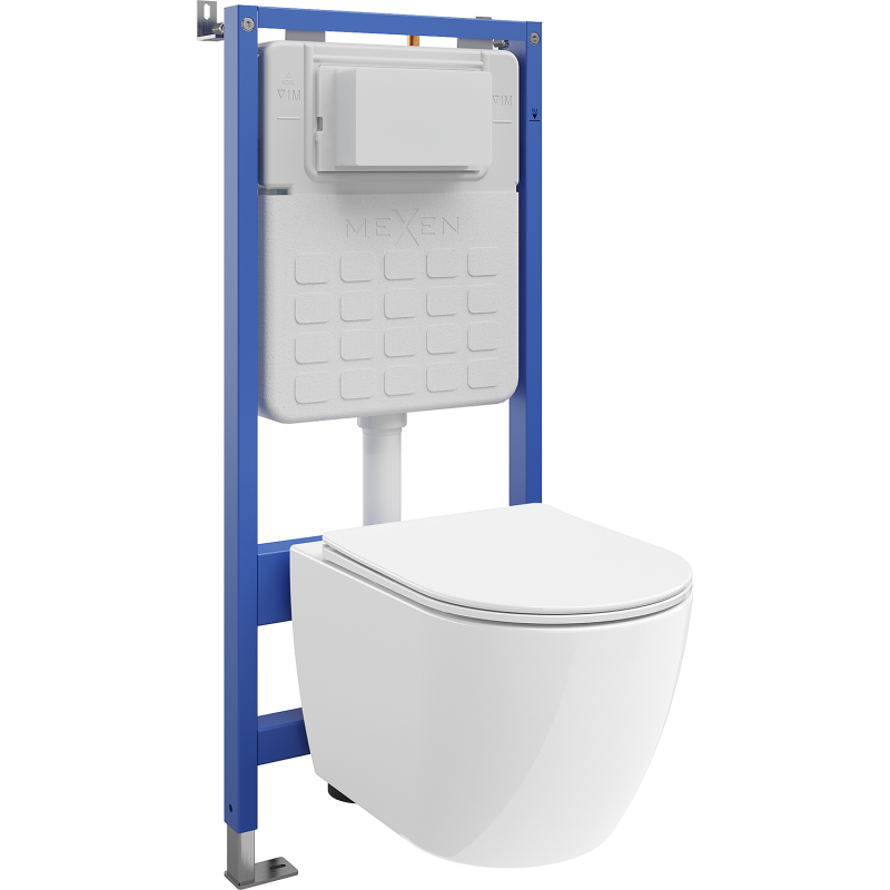 Mexen Lena WC Unterputz-Set Rahmen pneumatischer Tex Air Slim mit WC-Schüssel 2.0 Tornado und Soft-Close-Sitz, weiß