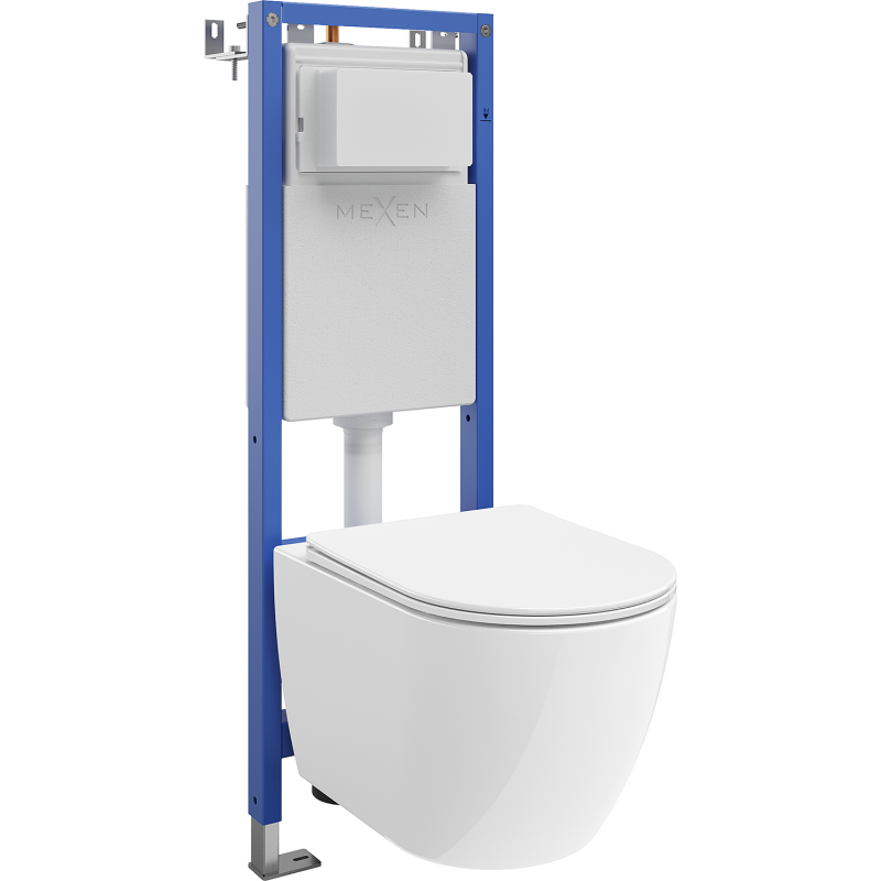 Mexen Lena Unterputz-WC-Set, schmaler Eckrahmen Tex W mit WC-Schüssel 2.0 und Soft-Close-Sitz, weiß - 61053022L4000