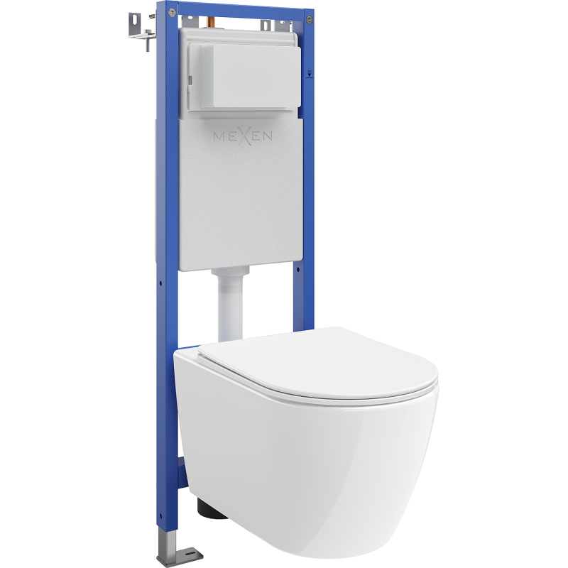Mexen Rico inbyggt WC-set smal ram, hörn Tex W med WC-skål 2.0 Tornado och mjukstängande sits, vit - 61053072L4000T
