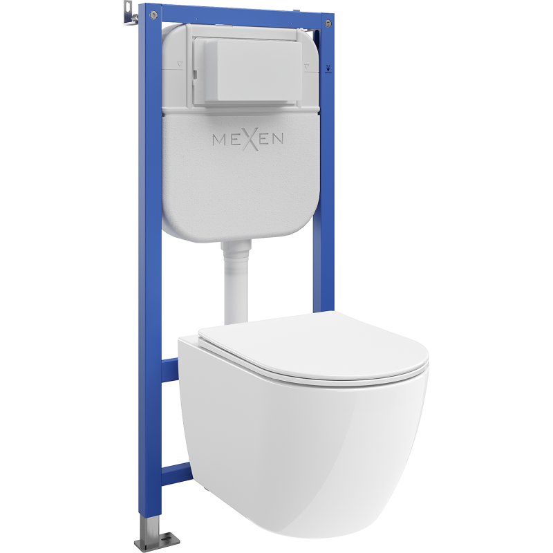 Mexen Lena vgrajeni komplet WC okvir Tex E z WC školjko 2.0 in desko z mehkim zapiranjem, bela - 61093022L4000