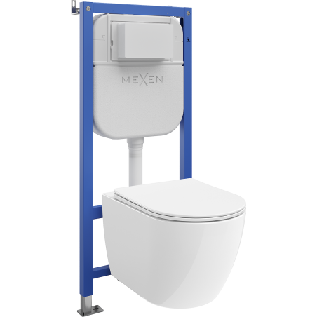 Mexen Lena Unterputz-WC-Set pneumatischer Rahmen Tex Air E mit WC-Schüssel 2.0 Tornado und Absenkautomatik, weiß