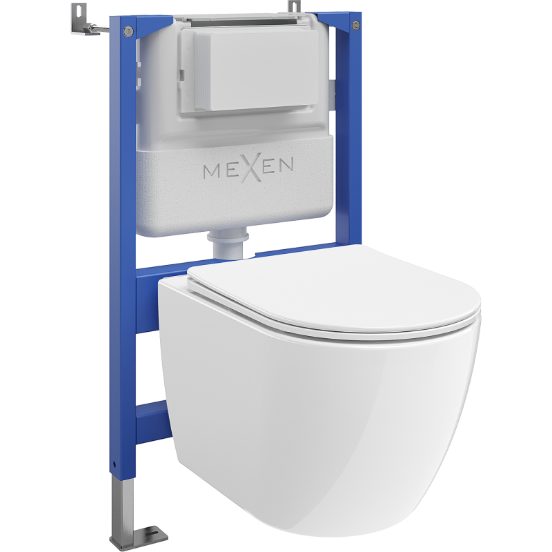 Mexen Lena Unterputz-WC-Set mit pneumatischem Tex Air XS-F Gestell, WC-Schüssel 2.0 und Soft-Close-Brille, weiß
