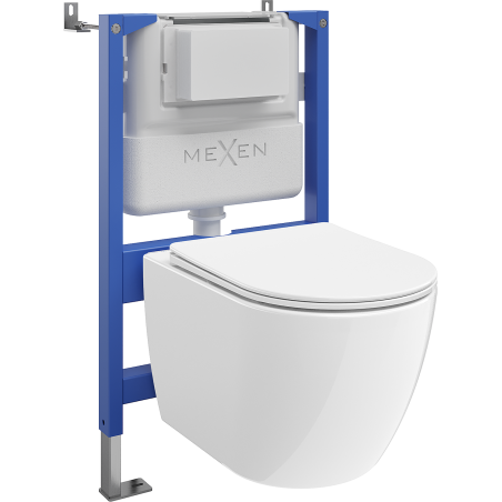 Mexen Lena Unterputz-WC-Set mit pneumatischem Tex Air XS-F Gestell, WC-Schüssel 2.0 und Soft-Close-Brille, weiß
