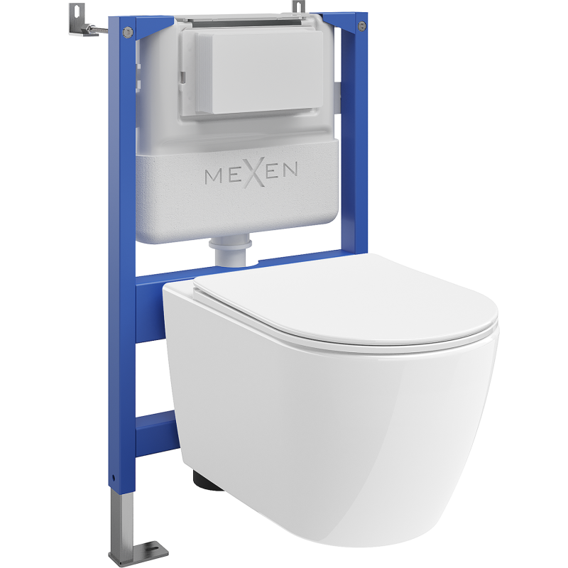 Mexen Rico WC Concealed Set with Tex Air XS-F Pneumatic Frame and 2.0 Tornado Toilet Bowl with Soft-Close Seat, White