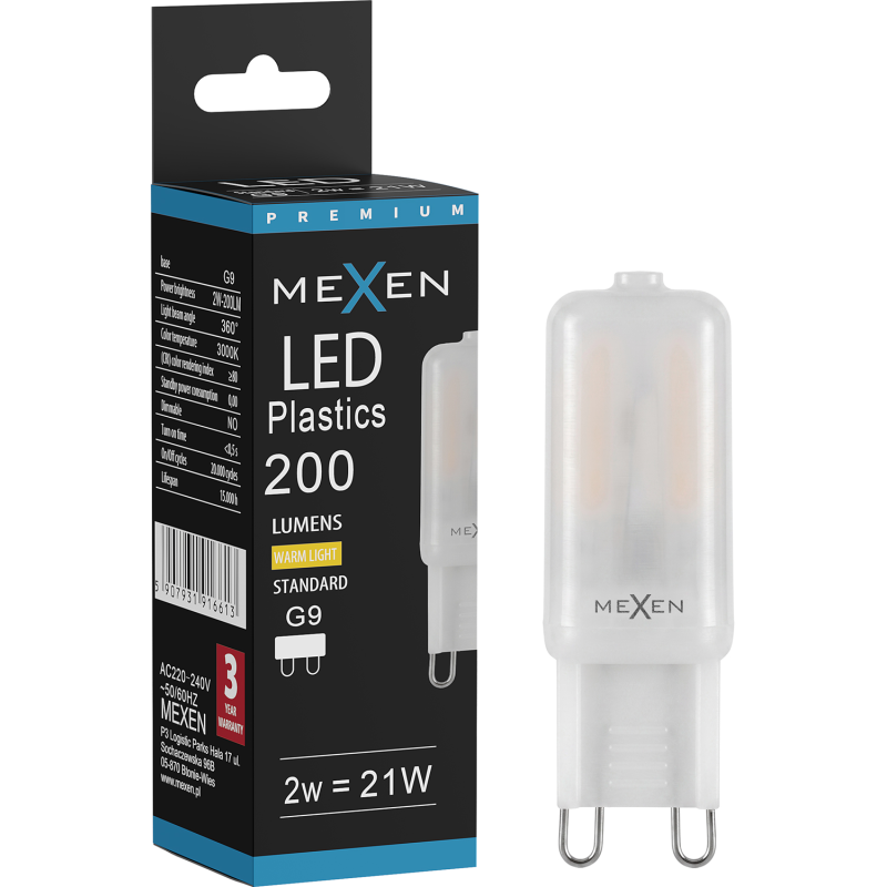 Mexen Aura Λάμπα LED G9, 2W, Θερμή - 3000K, 200 lm - L120-G9-0230-01