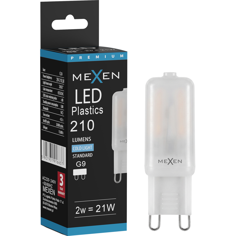 Mexen Aura Lampadina LED G9, 2W, Fredda - 6500K, 210 lm - L120-G9-0265-01