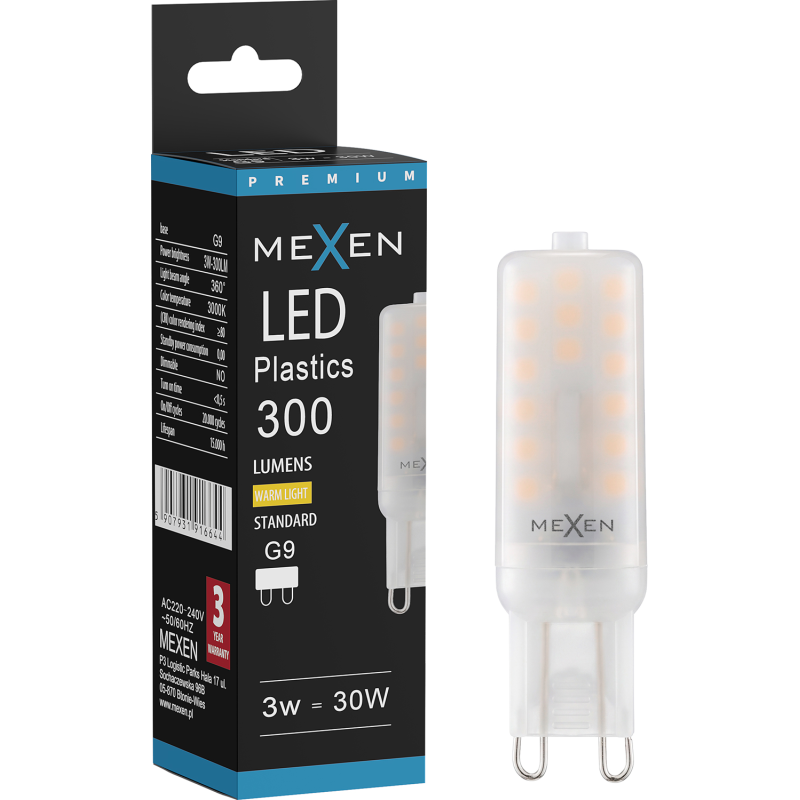 Mexen Aura Λάμπα LED G9, 3W, Θερμό - 3000K, 300 lm - L120-G9-0330-01