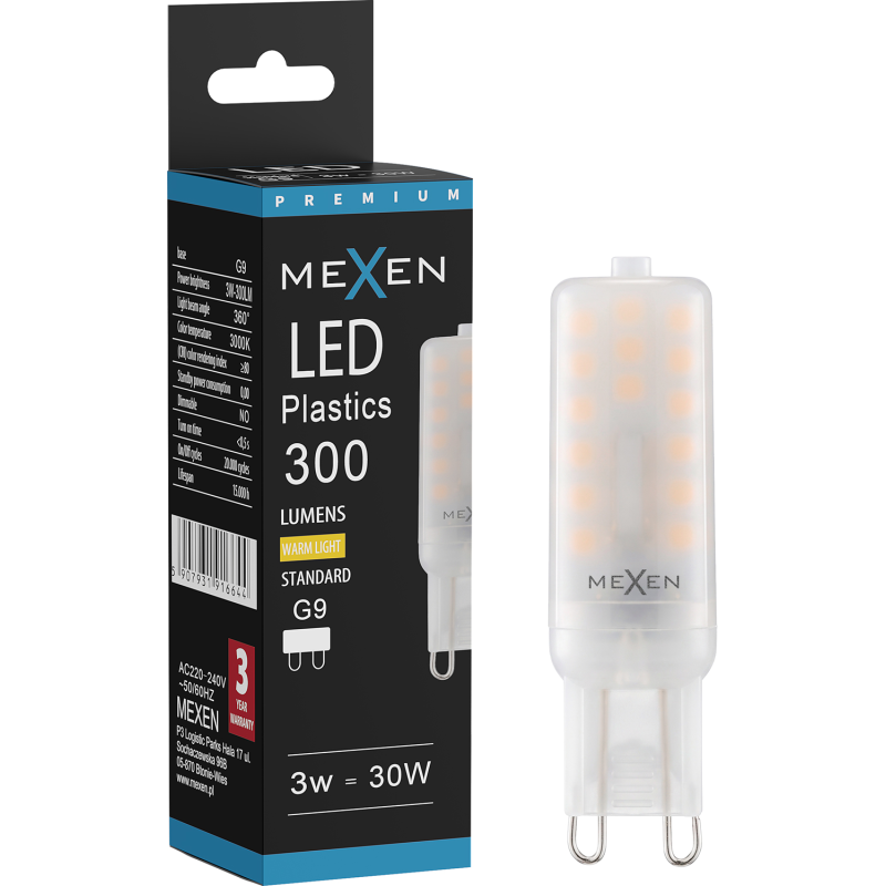 Mexen Aura LED-Lampe G9, 3W, Warm - 3000K, 300 lm - L120-G9-0330-01