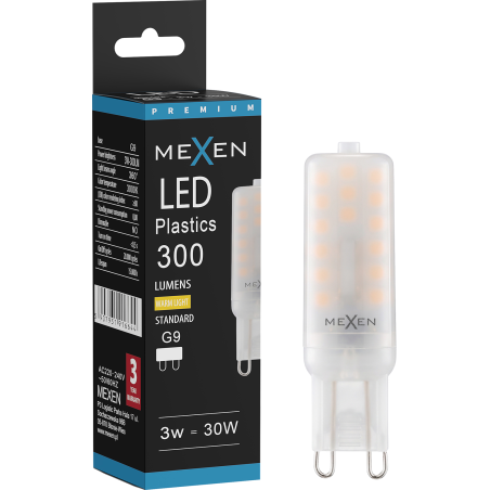 Mexen Aura LED-lamppu G9, 3W, Lämmin - 3000K, 300 lm - L120-G9-0330-01