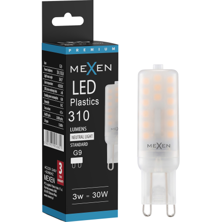 Mexen Aura Λάμπα LED G9, 3W, Ουδέτερο - 4000K, 310 lm - L120-G9-0340-01