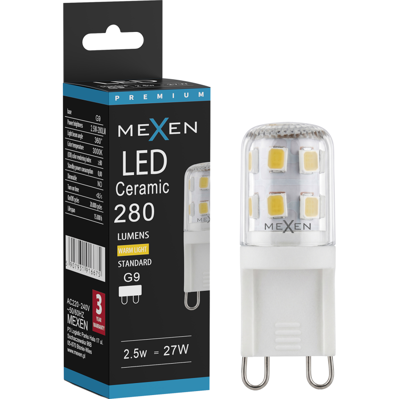 Mexen Aura Λαμπτήρας LED G9, 2,5W, Θερμή - 3000K, 280 lm - L121-G9-0230-01