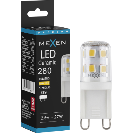 Mexen Aura LED Lamppu G9, 2,5W, Lämmin - 3000K, 280 lm - L121-G9-0230-01