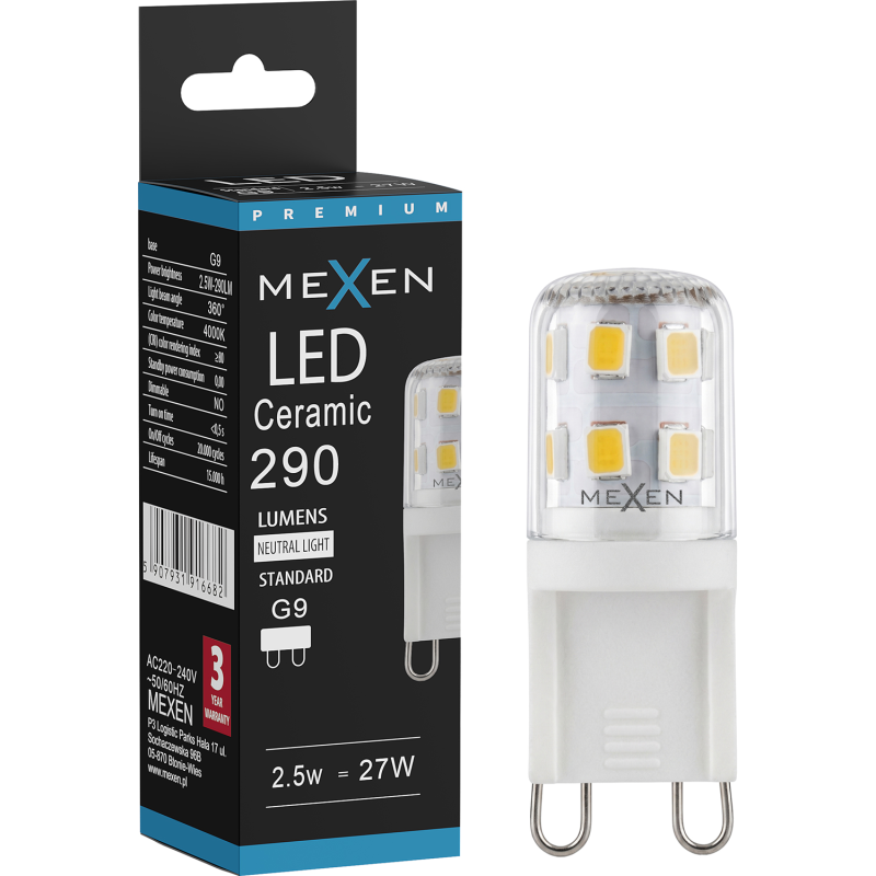 Mexen Aura LED-lamppu G9, 2,5W, Neutraali - 4000K, 290 lm - L121-G9-0240-01