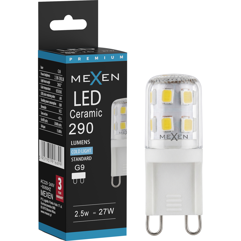 Mexen Aura żarówka LED G9, 2,5W, Zimna - 6500K, 290 lm - L121-G9-0265-01