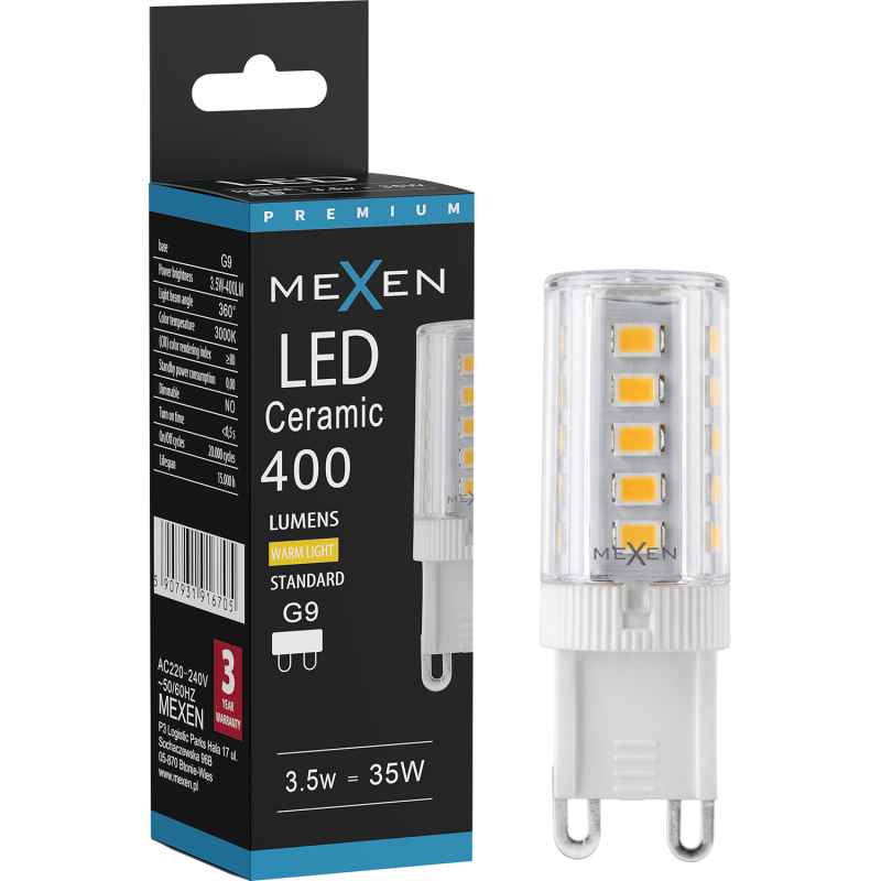 Mexen Aura LED-lamp G9, 3,5W, Warm - 3000K, 400 lm - L121-G9-0330-01