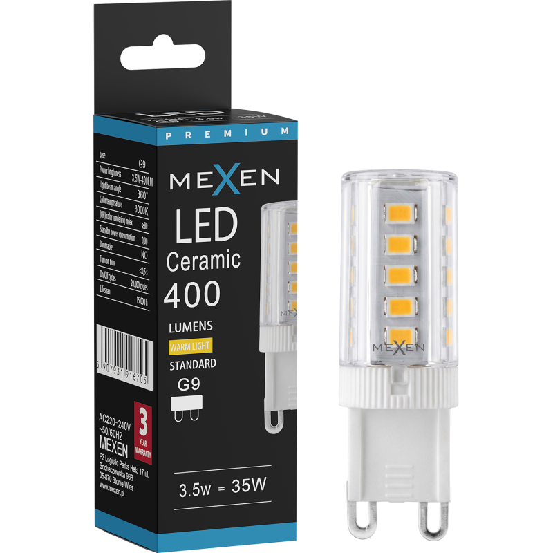 Mexen Aura LED-lamppu G9, 3,5W, Lämmin - 3000K, 400 lm - L121-G9-0330-01