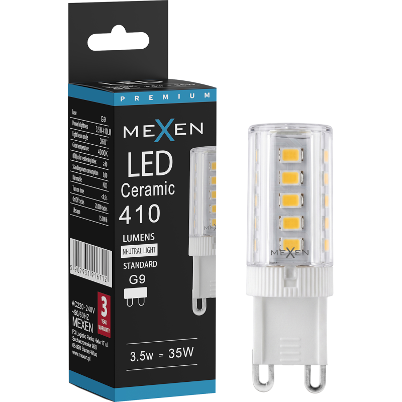 Mexen Aura LED-lamppu G9, 3,5W, Neutraali - 4000K, 410 lm - L121-G9-0340-01