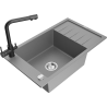 Mexen Elias fregadero de granito de 1 cubeta con escurridor y grifo de cocina Duero, gris - 6511-71-671600-70