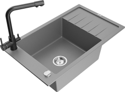 Mexen Elias 1-prekatni granitni pomivalnik z odcejevalnikom in kuhinjsko pipo Duero, siv - 6511-71-671600-70