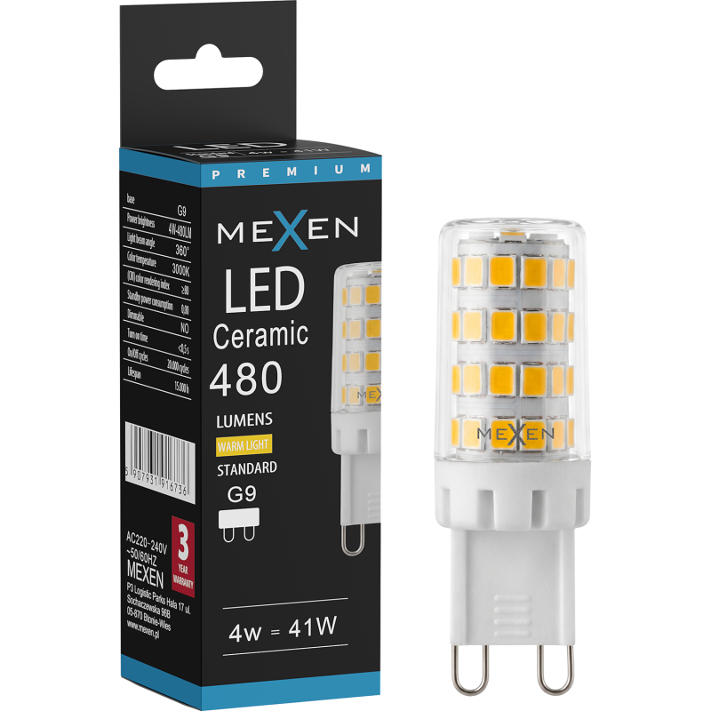 Mexen Aura LED-lamppu G9, 4W, Lämmin - 3000K, 480 lm - L121-G9-0430-01