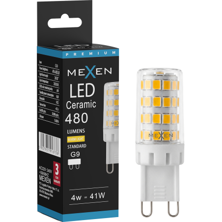 Mexen Aura LED-lamppu G9, 4W, Lämmin - 3000K, 480 lm - L121-G9-0430-01