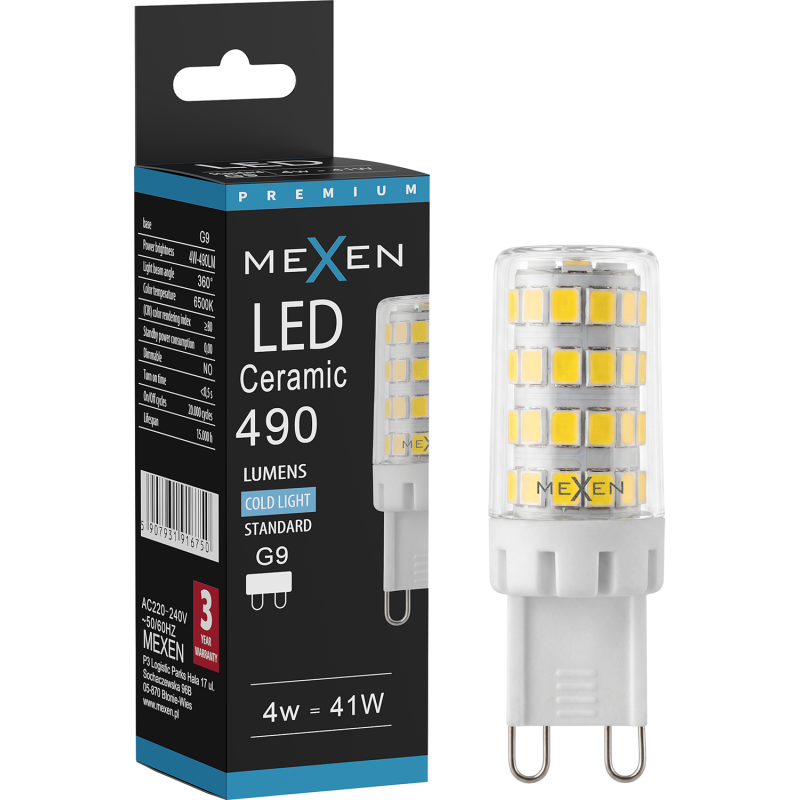 Mexen Aura LED-lamppu G9, 4W, Kylmä - 6500K, 490 lm - L121-G9-0465-01