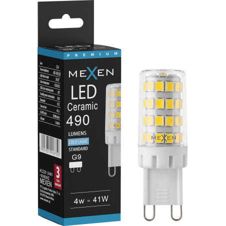Mexen Aura LED-lamppu G9, 4W, Kylmä - 6500K, 490 lm - L121-G9-0465-01