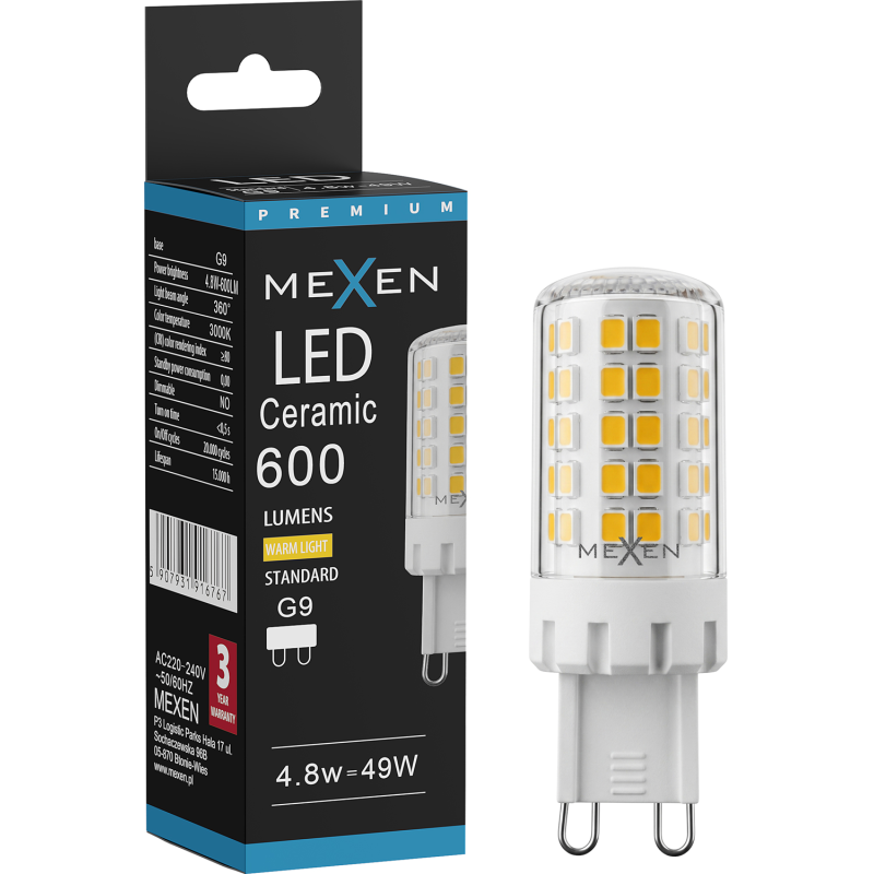 Mexen Aura Lampadina LED G9, 4,8W, Calda - 3000K, 600 lm - L121-G9-0530-01