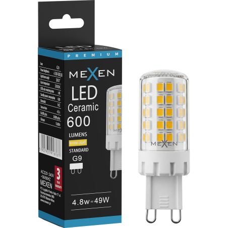 Mexen Aura LED-lamp G9, 4,8W, Warm - 3000K, 600 lm - L121-G9-0530-01
