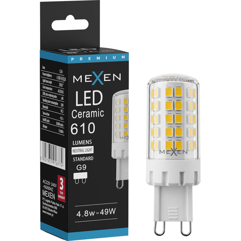 Mexen Aura Λάμπα LED G9, 4,8W, Ουδέτερο - 4000K, 610 lm - L121-G9-0540-01