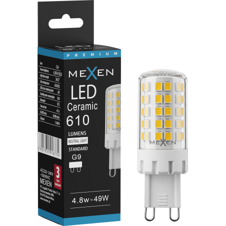 Mexen Aura LED-lamppu G9, 4,8W, Neutraali - 4000K, 610 lm - L121-G9-0540-01