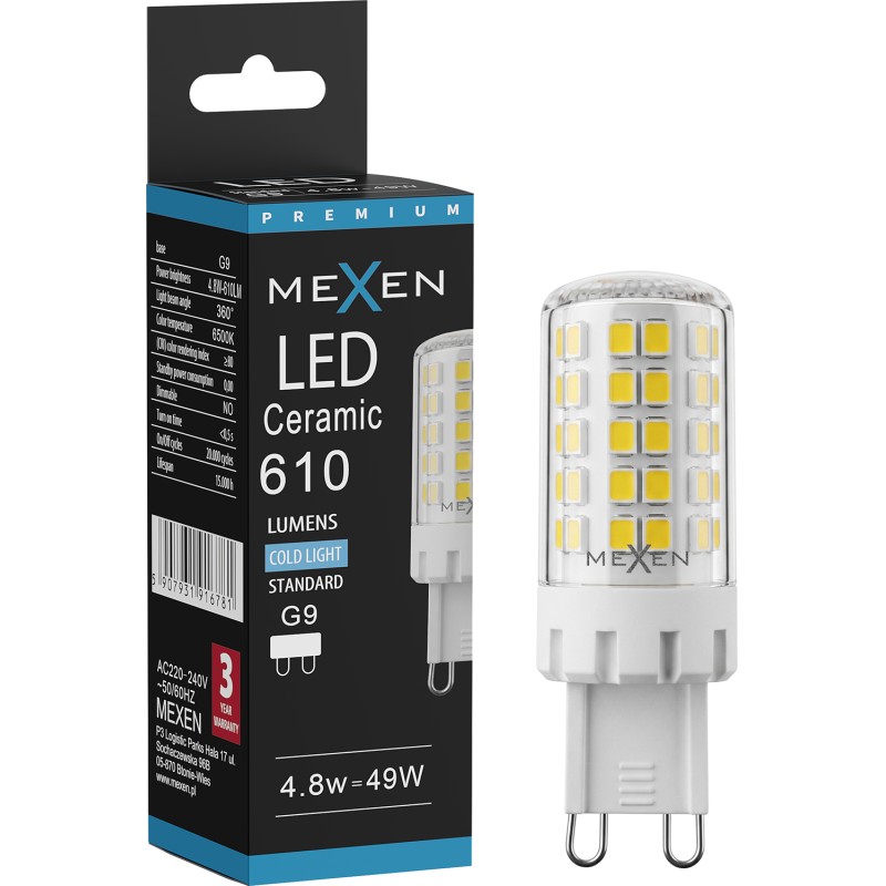 Mexen Aura Ampoule LED G9, 4,8W, Froid - 6500K, 610 lm - L121-G9-0565-01