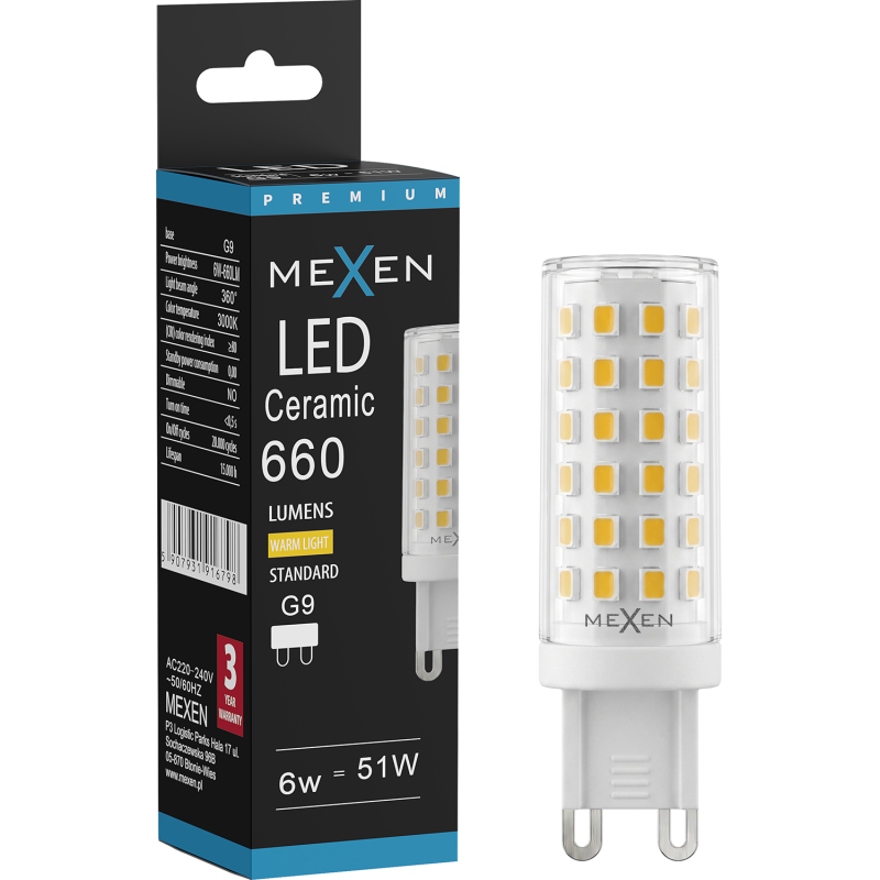 Mexen Aura Λάμπα LED G9, 6W, Θερμό - 3000K, 660 lm - L121-G9-0630-01