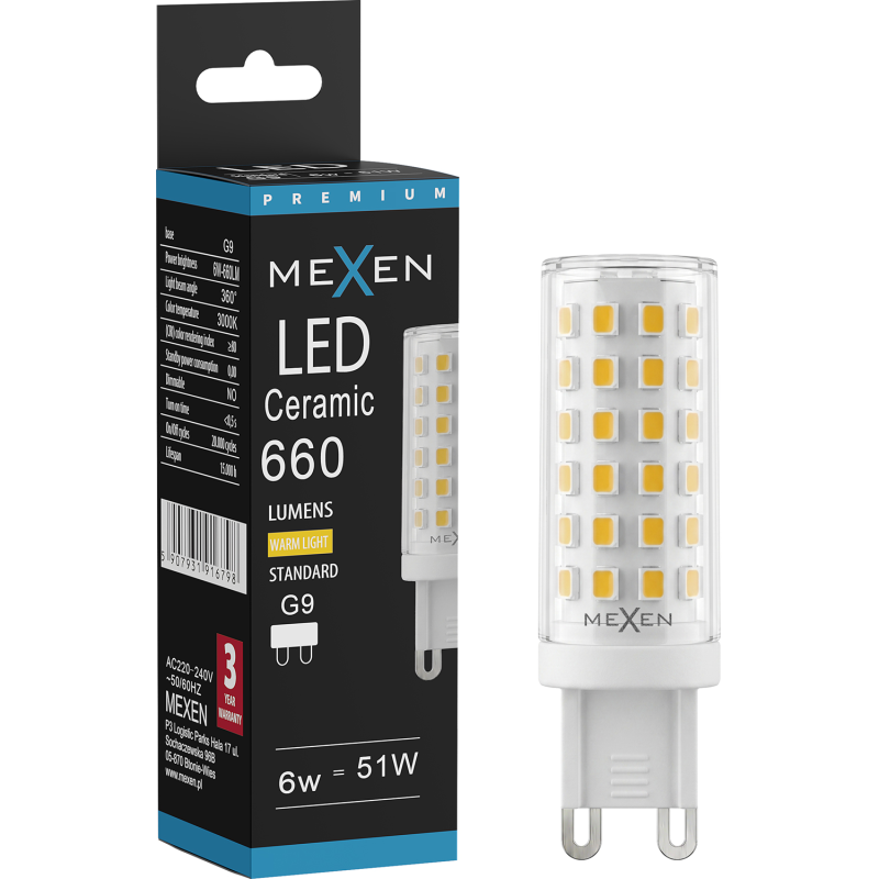 Mexen Aura Lampadina LED G9, 6W, Calda - 3000K, 660 lm - L121-G9-0630-01
