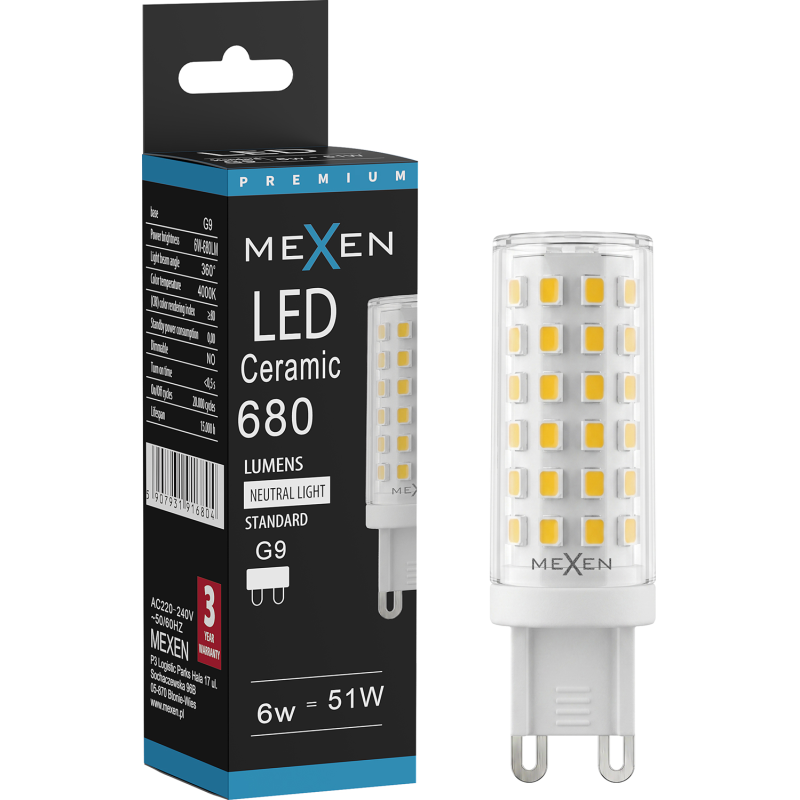 Mexen Aura LED-lamppu G9, 6W, Neutraali - 4000K, 680 lm - L121-G9-0640-01