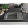 Mexen Elias granite 1-bowl kitchen sink with drainer and Duero kitchen faucet, gray - 6511-71-671600-70-B