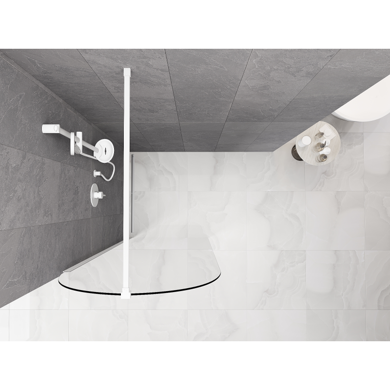 Mexen Kioto-Q ścianka prysznicowa Walk-in 80 x 200 cm, transparent 8 mm, biała - 800-080-101-20-00-Q