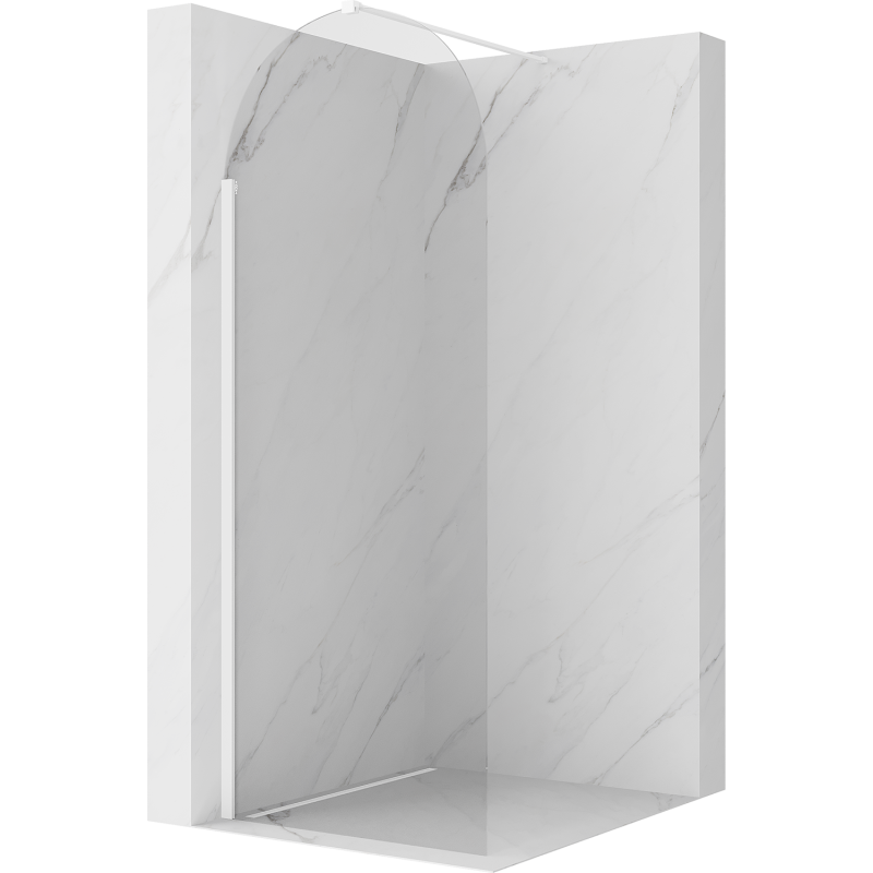 Mexen Kioto-Q duschvägg Walk-in 90 x 200 cm, transparent 8 mm, vit - 800-090-101-20-00-Q