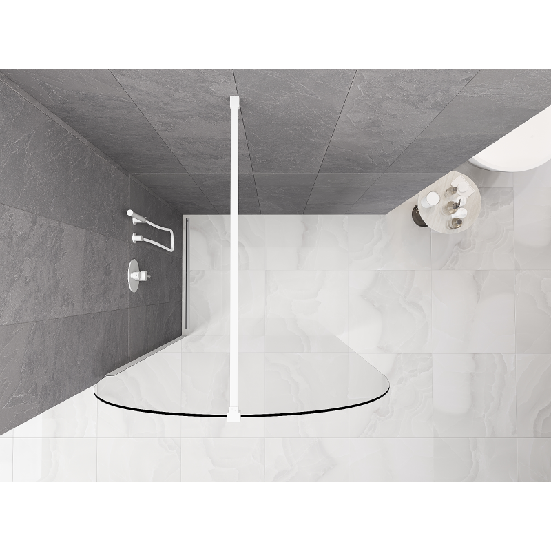 Mexen Kioto-Q Walk-in Shower Wall 120 x 200 cm, Transparent 8 mm, White - 800-120-101-20-00-Q