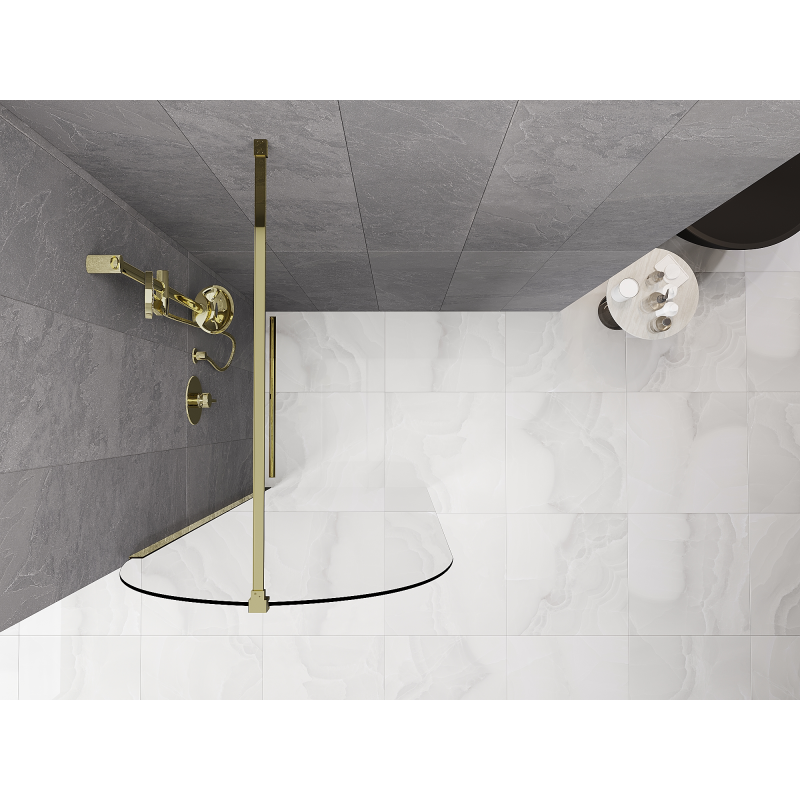 Mexen Kioto-Q ścianka prysznicowa Walk-in 90 x 200 cm, transparent 8 mm, złota - 800-090-101-50-00-Q