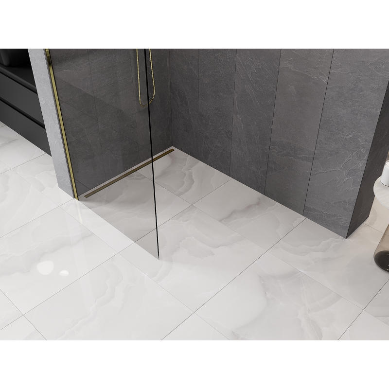 Mexen Kioto-Q ścianka prysznicowa Walk-in 90 x 200 cm, transparent 8 mm, złota - 800-090-101-50-00-Q