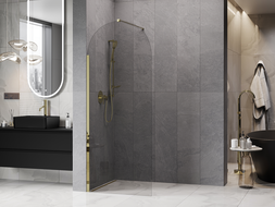 Mexen Kioto-Q ścianka prysznicowa Walk-in 90 x 200 cm, transparent 8 mm, złota - 800-090-101-50-00-Q
