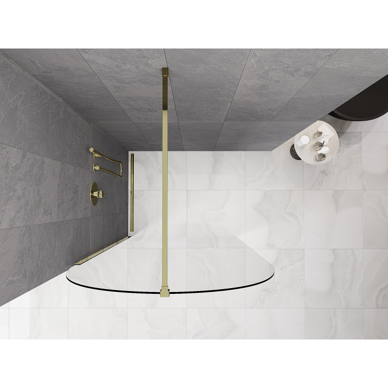 Mexen Kioto-Q ścianka prysznicowa Walk-in 100 x 200 cm, transparent 8 mm, złota - 800-100-101-50-00-Q